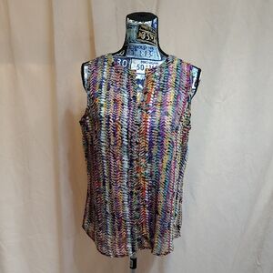 Liz Claiborne Colorful Patterned Sleeveless Blouse